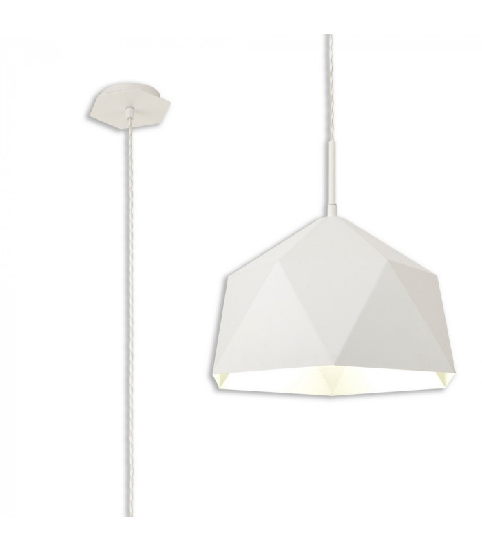 Single Pendant 1 Light Adjustable E27 White Silver Inner-1