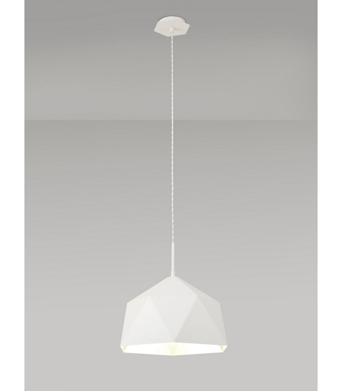 Single Pendant 1 Light Adjustable E27 White Silver Inner-3