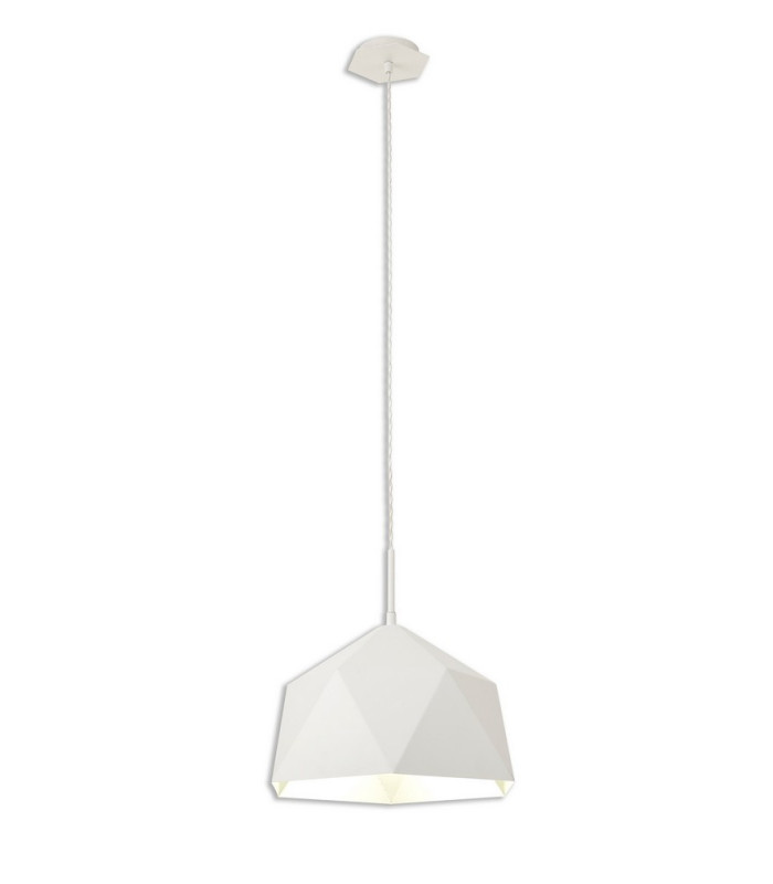 Single Pendant 1 Light Adjustable E27 White Silver Inner-4