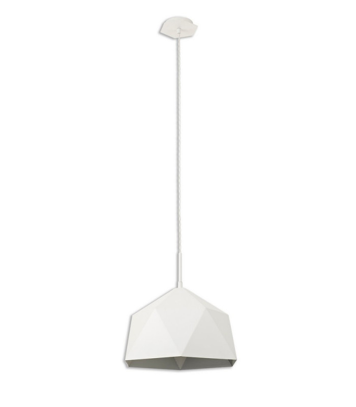 Single Pendant 1 Light Adjustable E27 White Silver Inner-5