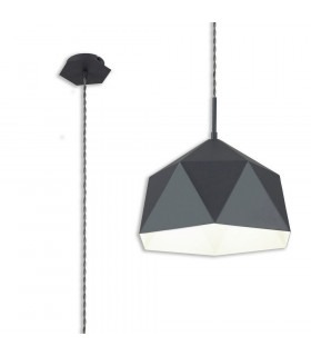 Single Pendant 1 Light Adjustable E27 Graphite White Inner-1