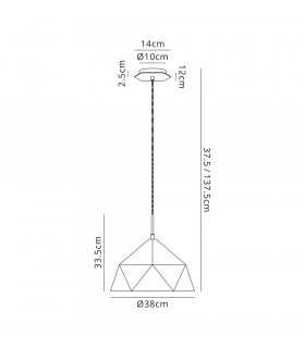 Single Pendant 1 Light Adjustable E27 Graphite White Inner-2