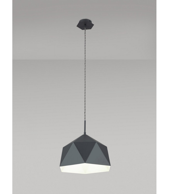 Single Pendant 1 Light Adjustable E27 Graphite White Inner-3