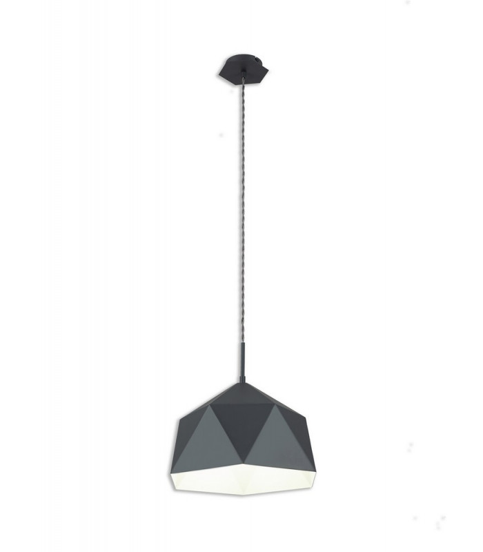 Single Pendant 1 Light Adjustable E27 Graphite White Inner-4