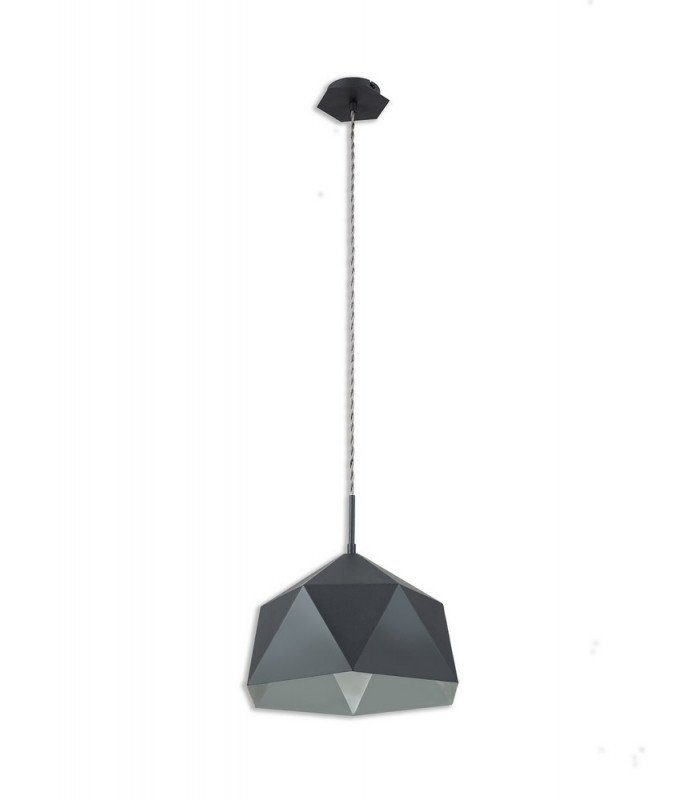 Single Pendant 1 Light Adjustable E27 Graphite White Inner-5