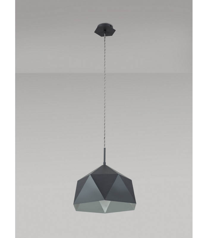 Single Pendant 1 Light Adjustable E27 Graphite White Inner-6
