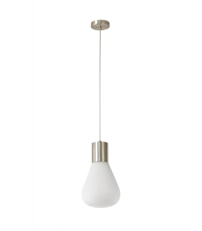 Narrow Pendant 1 x E27 Satin Nickel Opal Glass & Clear Twisted Cable-4