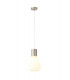 Narrow Pendant 1 x E27 Satin Nickel Opal Glass & Clear Twisted Cable-5