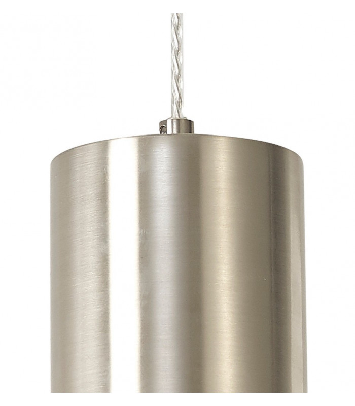 Narrow Pendant 1 x E27 Satin Nickel Opal Glass & Clear Twisted Cable-6