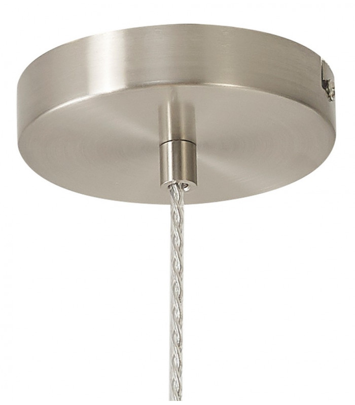 Narrow Pendant 1 x E27 Satin Nickel Opal Glass & Clear Twisted Cable-8