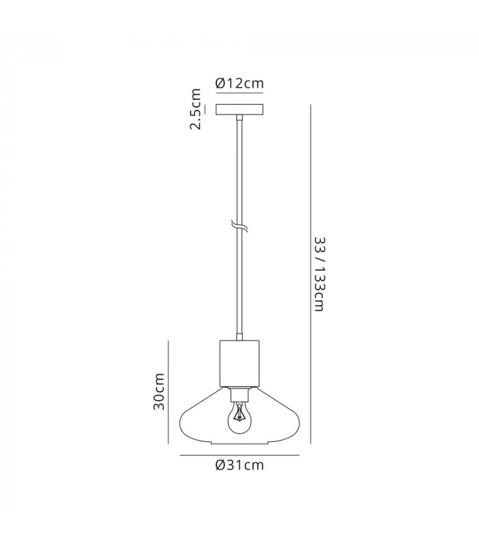 Wide Pendant 1 x E27 Satin Nickel Opal Glass & Clear Twisted Cable-2