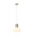 Wide Pendant 1 x E27 Satin Nickel Opal Glass & Clear Twisted Cable-5