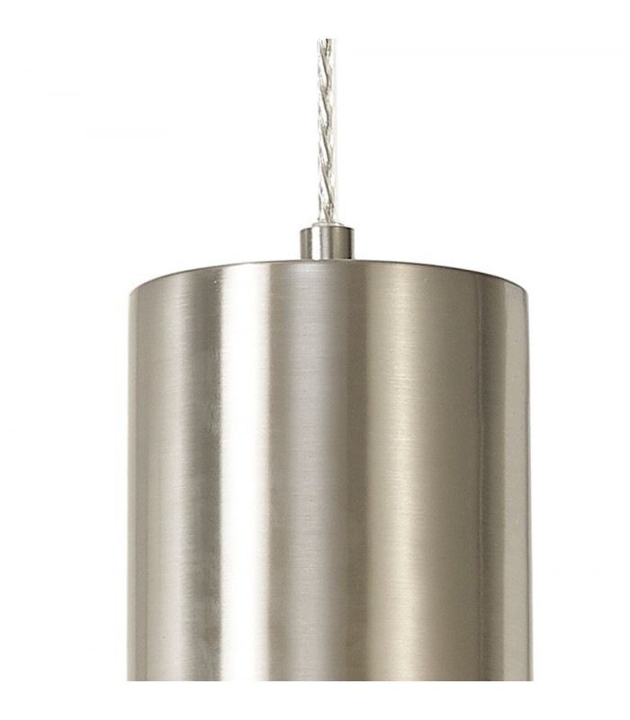 Wide Pendant 1 x E27 Satin Nickel Opal Glass & Clear Twisted Cable-6