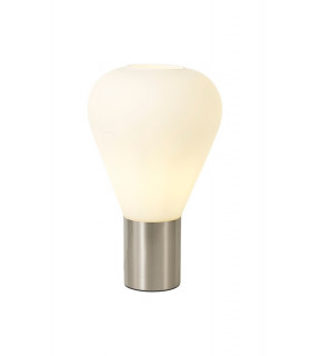 Narrow Table Lamp 1 x E27 Satin Nickel Opal Glass-1