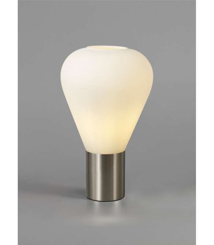 Narrow Table Lamp 1 x E27 Satin Nickel Opal Glass-3