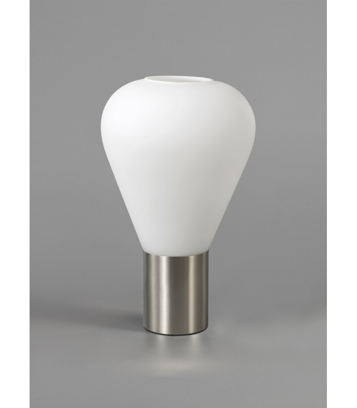 Narrow Table Lamp 1 x E27 Satin Nickel Opal Glass-8