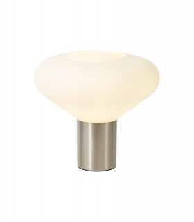 Wide Table Lamp 1 x E27 Satin Nickel Opal Glass-1