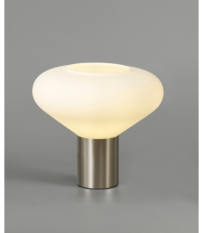 Wide Table Lamp 1 x E27 Satin Nickel Opal Glass-3
