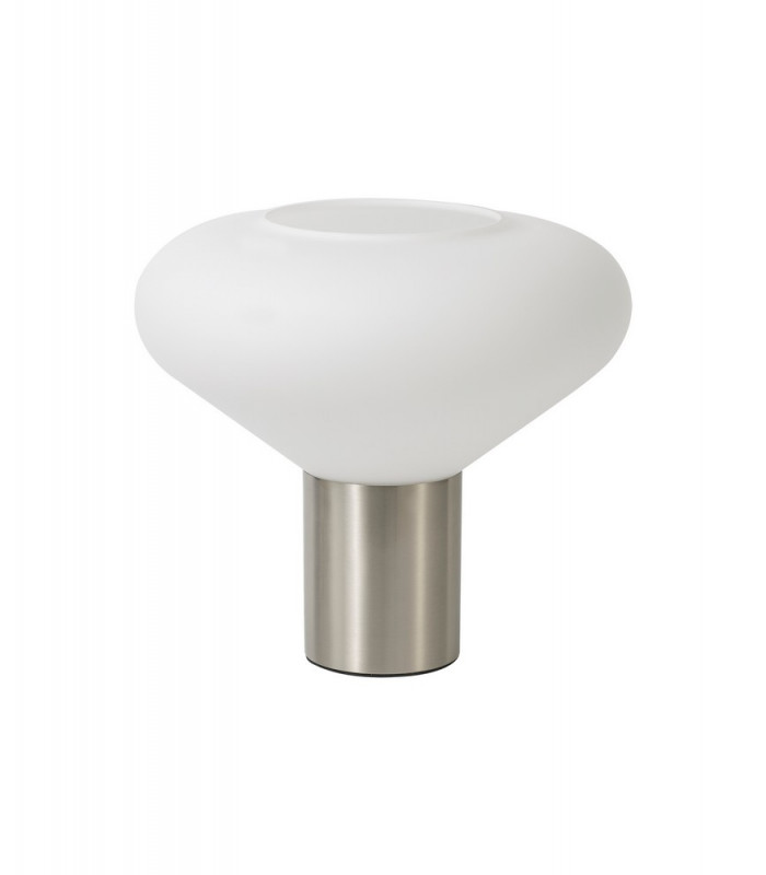 Wide Table Lamp 1 x E27 Satin Nickel Opal Glass-4