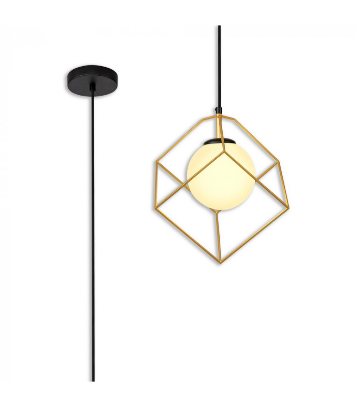 Single Pendant 1 Light Adjustable E14 Matt Black Painted Gold-1