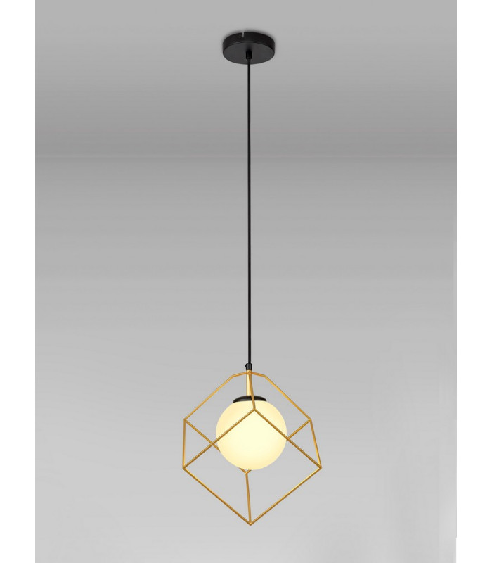 Single Pendant 1 Light Adjustable E14 Matt Black Painted Gold-3