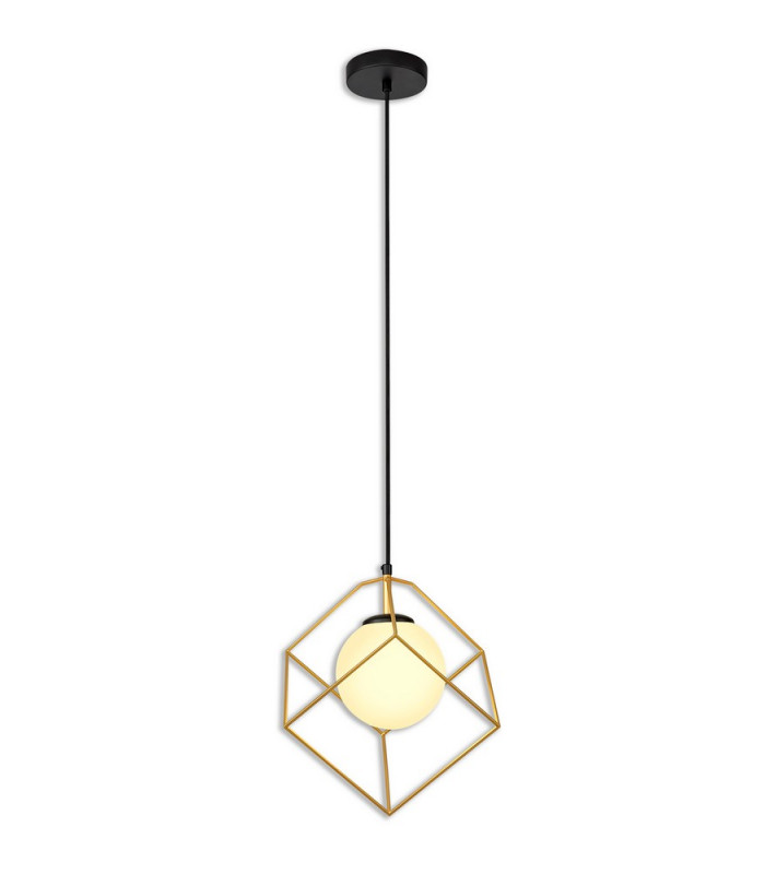 Single Pendant 1 Light Adjustable E14 Matt Black Painted Gold-4