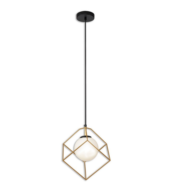 Single Pendant 1 Light Adjustable E14 Matt Black Painted Gold-5