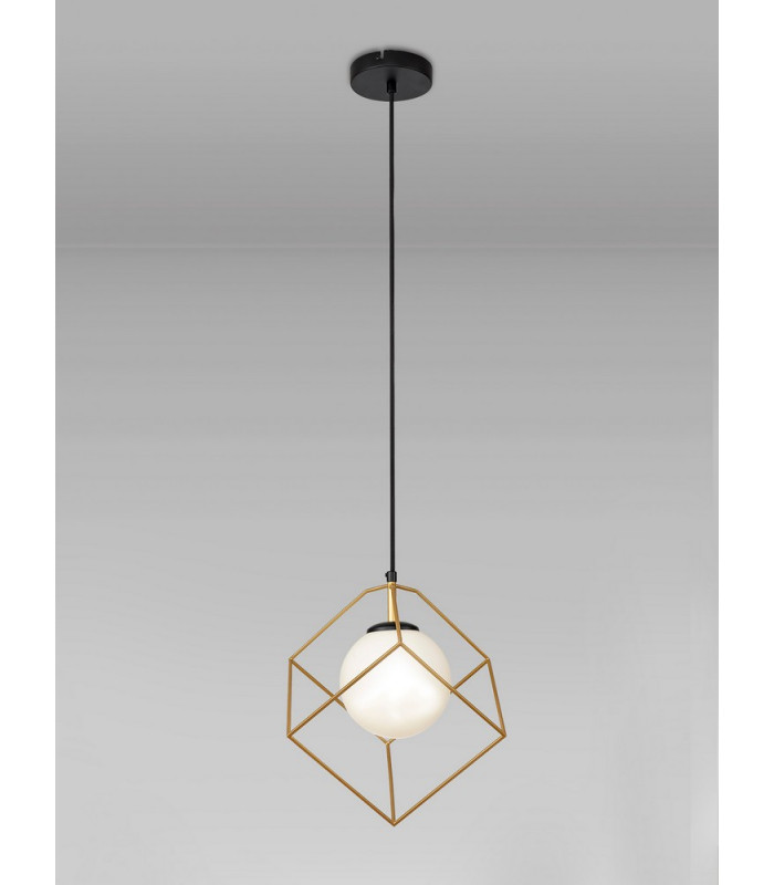 Single Pendant 1 Light Adjustable E14 Matt Black Painted Gold-11