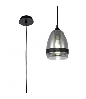 Pendant 15cm Cone 1 x E27 (Max 20W) Matt Black & Smoke-1