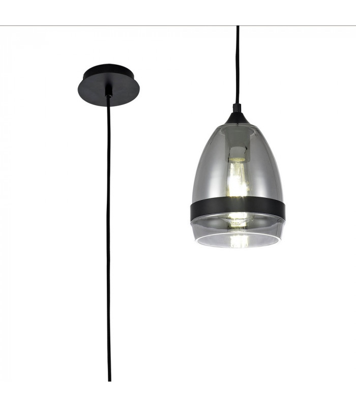 Pendant 15cm Cone 1 x E27 (Max 20W) Matt Black & Smoke-1