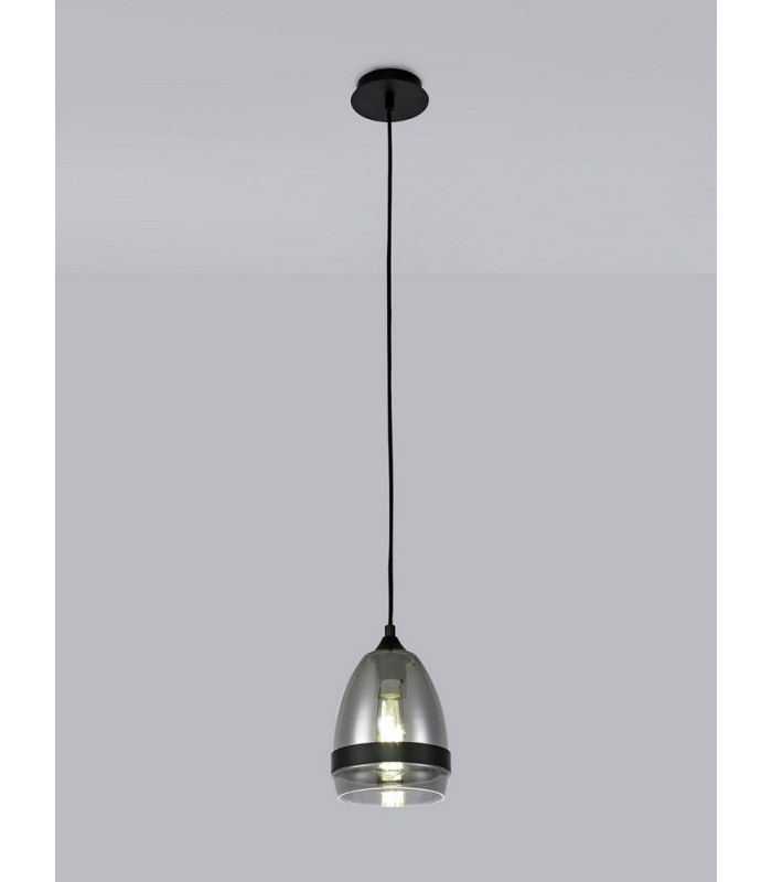 Pendant 15cm Cone 1 x E27 (Max 20W) Matt Black & Smoke-3