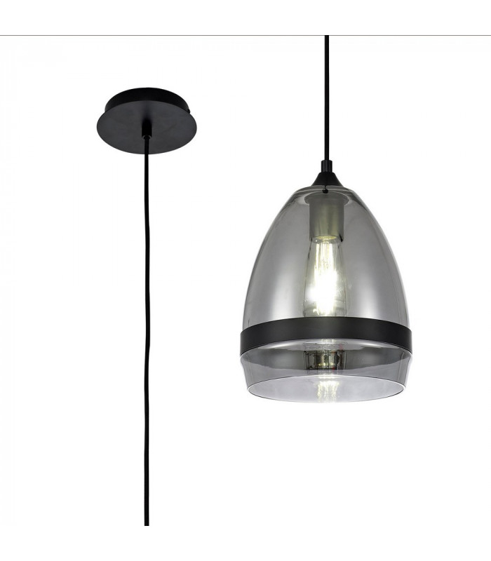 Pendant 20cm Cone 1 x E27 (Max 20W) Matt Black & Smoke-1