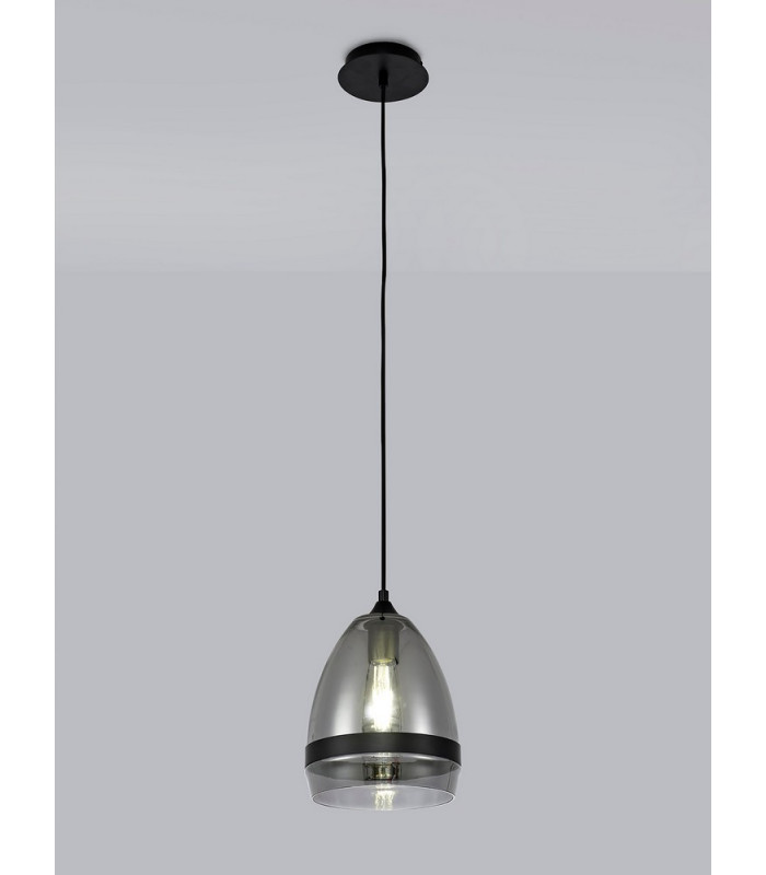Pendant 20cm Cone 1 x E27 (Max 20W) Matt Black & Smoke-3