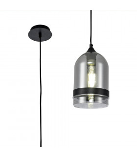 Pendant 15cm Dome 1 x E27 (Max 20W) Matt Black & Smoke-1