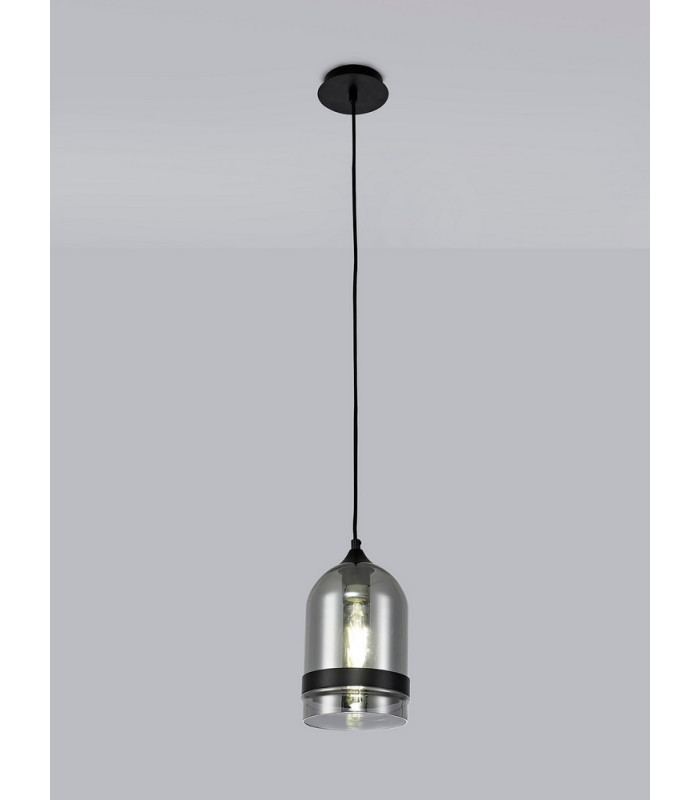 Pendant 15cm Dome 1 x E27 (Max 20W) Matt Black & Smoke-3