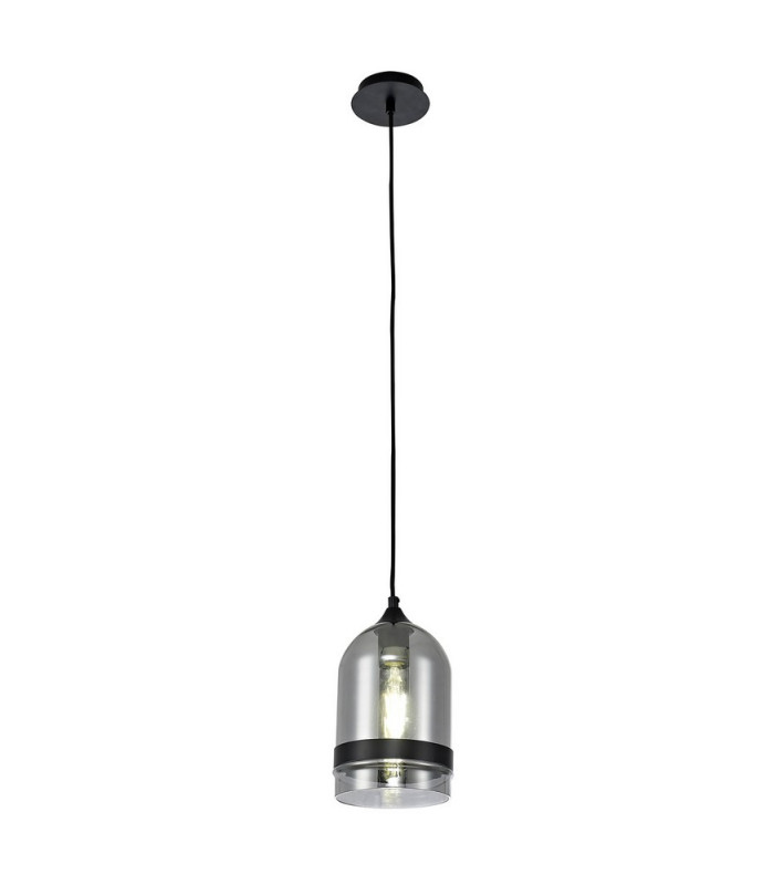Pendant 15cm Dome 1 x E27 (Max 20W) Matt Black & Smoke-4