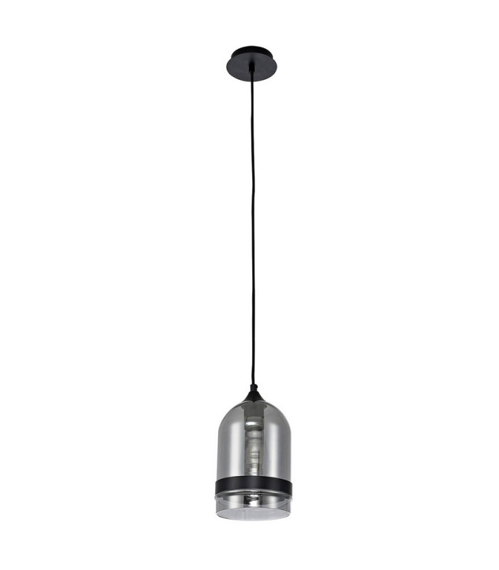 Pendant 15cm Dome 1 x E27 (Max 20W) Matt Black & Smoke-5