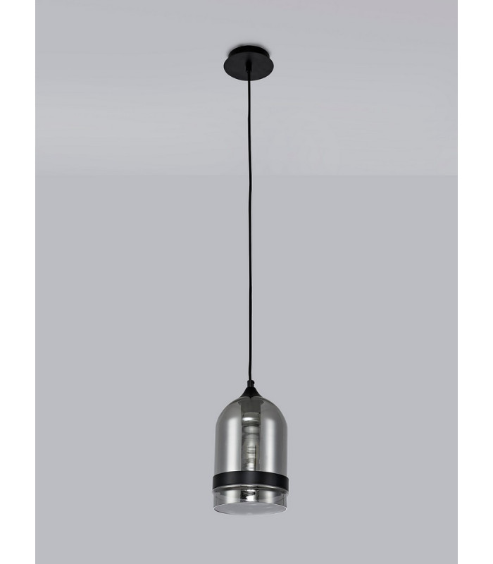 Pendant 15cm Dome 1 x E27 (Max 20W) Matt Black & Smoke-9