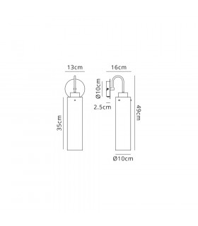 Single Switched Wall Lamp 1 Light E27 Black Smoke Fade Glass-2