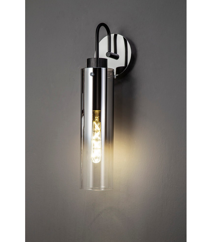 Single Switched Wall Lamp 1 Light E27 Black Smoke Fade Glass-3