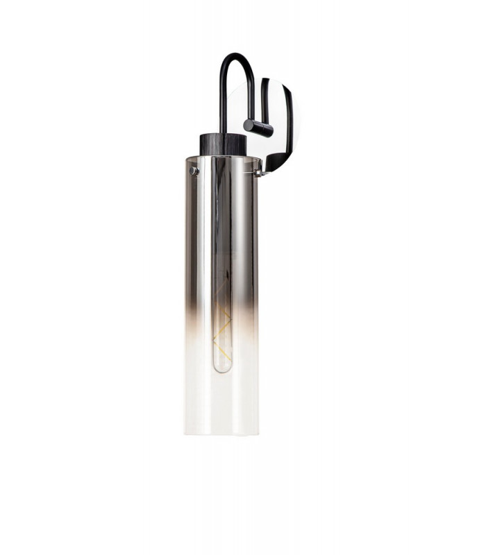 Single Switched Wall Lamp 1 Light E27 Black Smoke Fade Glass-4