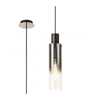 Single Pendant 1 Light Adjustable E27 Black Smoke Fade Glass-1