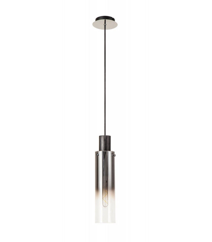 Single Pendant 1 Light Adjustable E27 Black Smoke Fade Glass-4