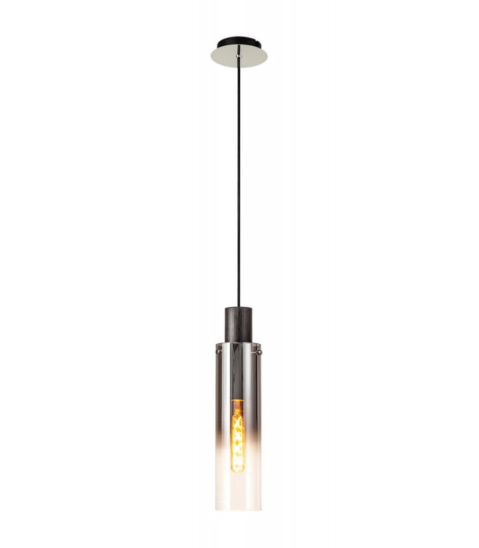 Single Pendant 1 Light Adjustable E27 Black Smoke Fade Glass-5