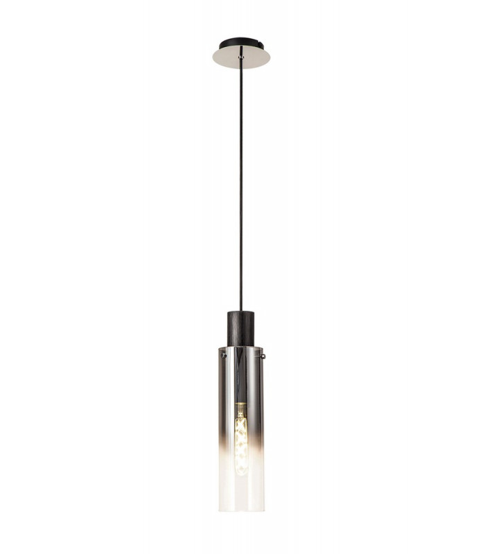 Single Pendant 1 Light Adjustable E27 Black Smoke Fade Glass-6