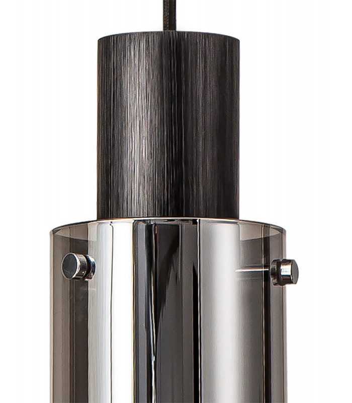 Single Pendant 1 Light Adjustable E27 Black Smoke Fade Glass-7