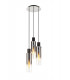 Round Pendant 3 Light Adjustable E27 Black Smoke Fade Glass-5