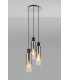 Round Pendant 3 Light Adjustable E27 Black Smoke Fade Glass-11