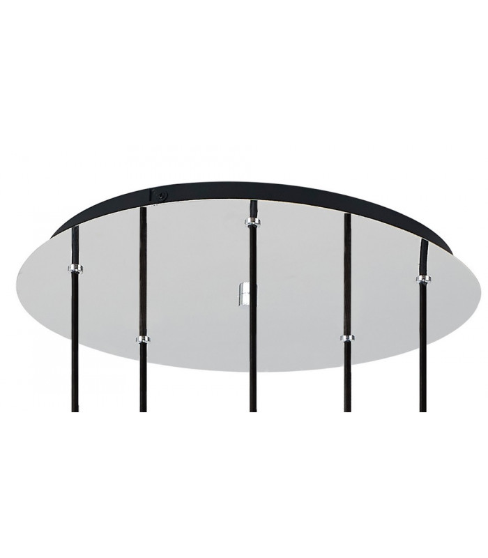 Round Pendant 5 Light Adjustable E27 Black Smoke Fade Glass-8
