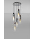 Round Pendant 5 Light Adjustable E27 Black Smoke Fade Glass-10